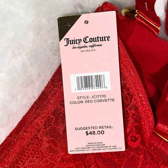 Juicy Couture Red Lace Sexy Bustier Convertible Strapless Bra Top 34B NWT - Picture 5 of 7